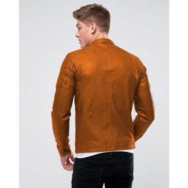Moncler Highstreet Camel Faux Leather Jacket For Men - CF04
