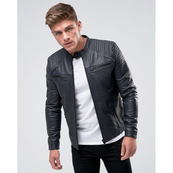 Moncler Highstreet Grey Faux Leather Jacket For Men - GF77