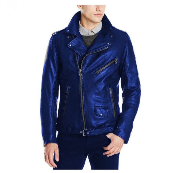 Moncler Highstreet Blue Faux Leather Jacket For Men - MF98 - Buyon.pk