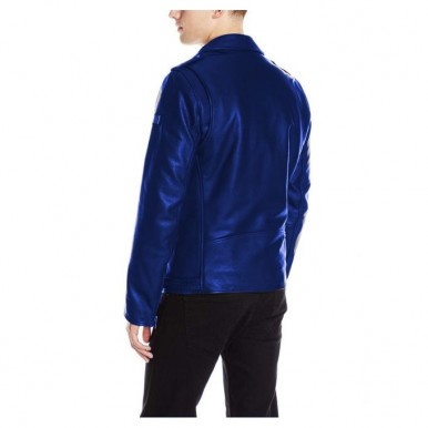 Moncler Highstreet Blue Faux Leather Jacket For Men - MF98