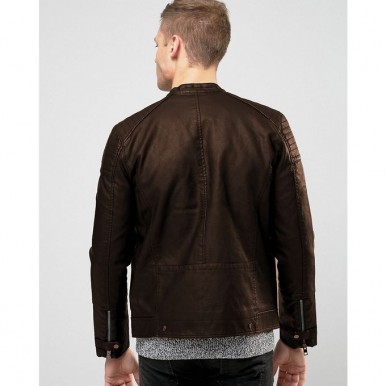 Moncler Highstreet Brown Faux Leather Jacket For Men - BF23