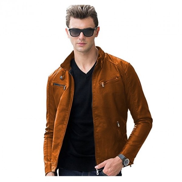Moncler Highstreet Camel Faux Leather Jacket For Men - CF03