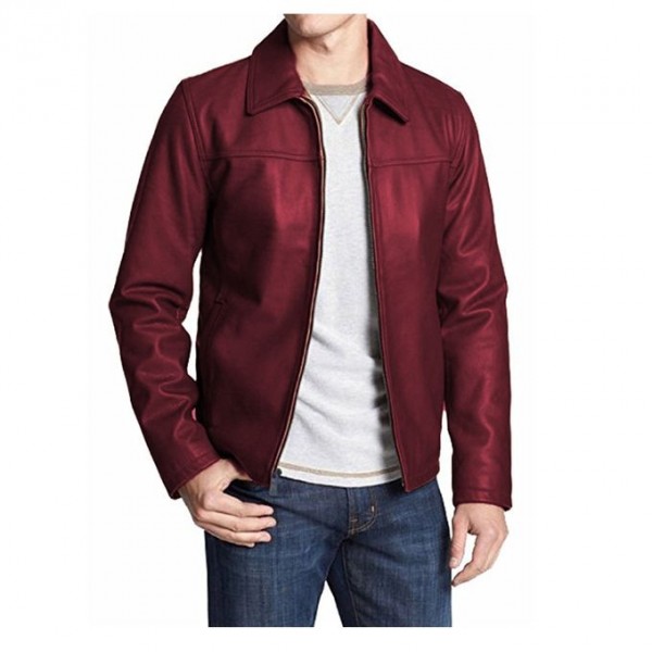 Moncler Highstreet Maroon Faux Leather Jacket For Men