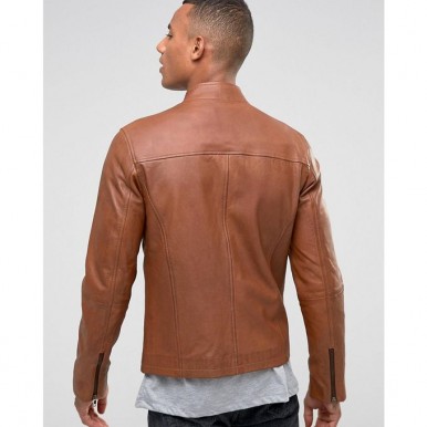 Moncler Highstreet Camel Faux Leather Jacket For Men - CF02