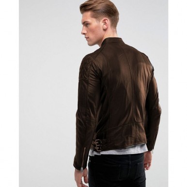 Moncler Highstreet Brown Faux Leather Jacket For Men - BF32