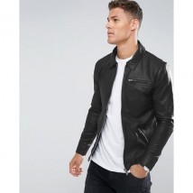 Sturdy Faux Leather Jacket In Black