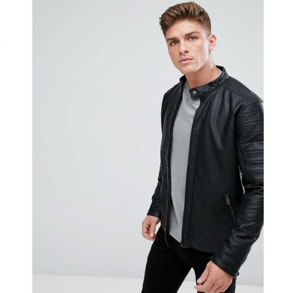 Stylish sleeves Highstreet Black Faux Leather Jacket 