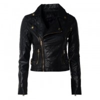 Moncler Black Leather Jacket For Women