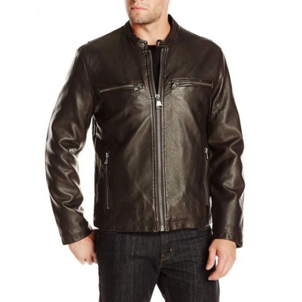 Moncler Brown Faux Leather Highstreet Jacket for Men