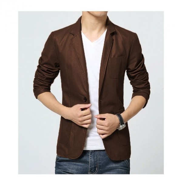 Moncler Brown Leather Dress Coat For Men