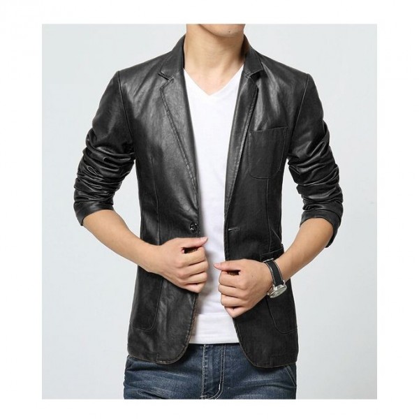 Moncler Black Leather Dress Coat For Men - Buyon.pk