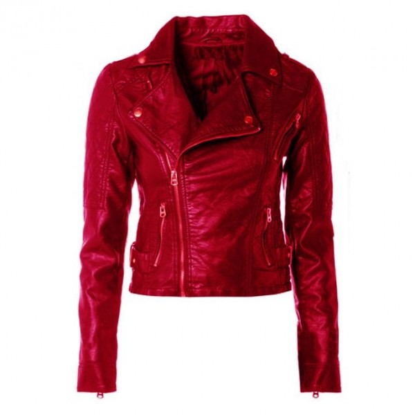 short red leather jacket