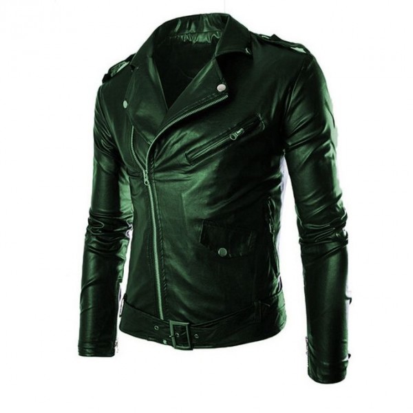 Moncler Green Faux Leather Highstreet Jacket for Men