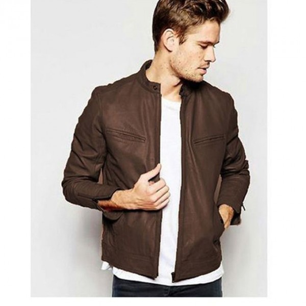Moncler Brown Faux Leather High Street Jacket for Men-brown