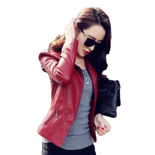 Moncler Maroon Leather Jacket For Women