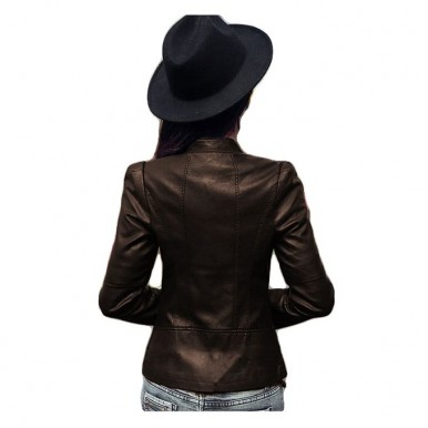 Moncler Brown Leather Jacket For Women