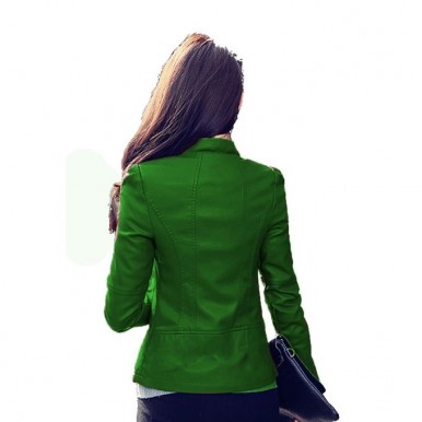 Moncler Green Leather Jacket For Women