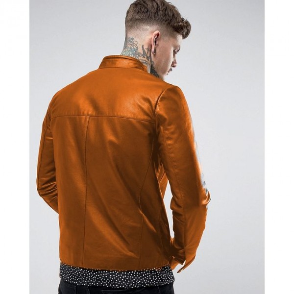 New Highstreet Mustard Faux Leather Jacket For Men SM0092