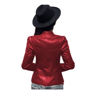 Moncler Maroon Leather Jacket For Women