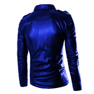 Moncler Blue Faux Leather Highstreet Jacket For Men