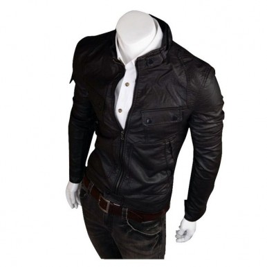 Black Leather Jacket For Men by Moncler