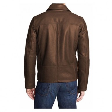 Moncler Highstreet Brown Faux Leather Jacket For Men