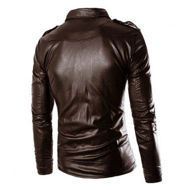 Moncler Brown Leather Jacket For Men