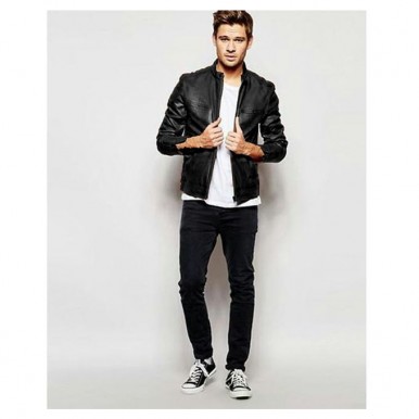 High Street Faux Leather Jacket in Black for Men