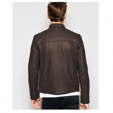 Moncler Brown Faux Leather High Street Jacket for Men-brown