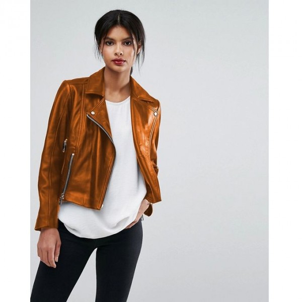 Moncler Highstreet Mustard style Faux Leather Jacket For Women