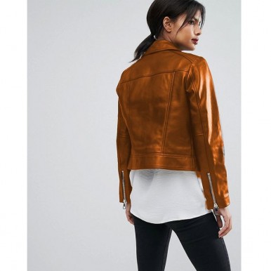 Moncler Highstreet Mustard style Faux Leather Jacket For Women
