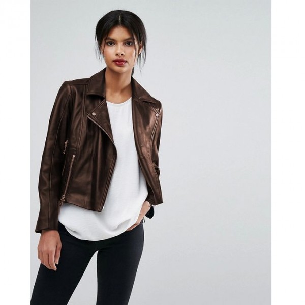 Moncler Highstreet Brown style Faux Leather Jacket For Women