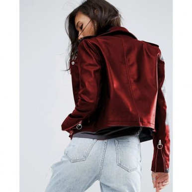 Moncler Highstreet maroon Faux Leather Jacket For Women - WM6587