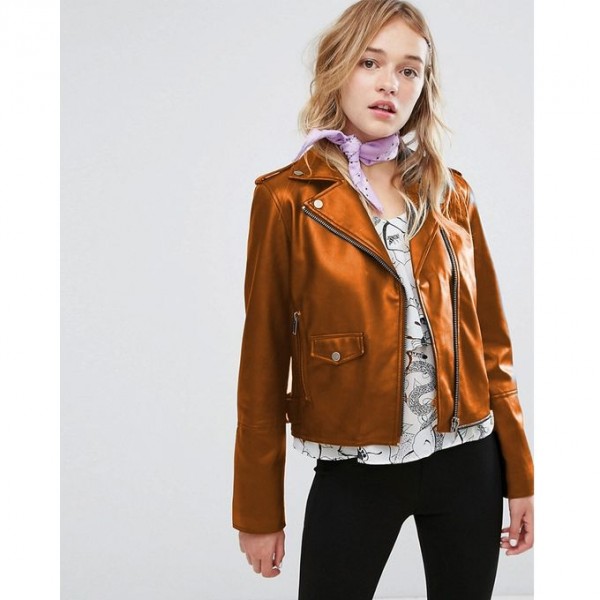 Moncler Highstreet Mustard Faux Leather Jacket For Women