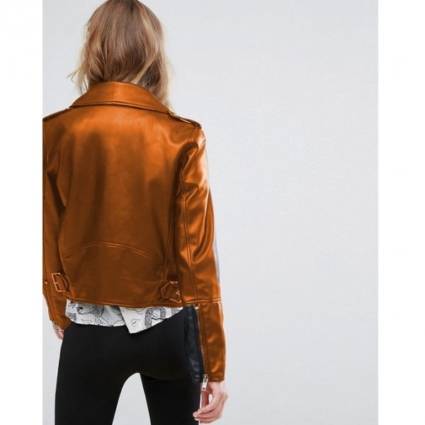 Moncler Highstreet Mustard Faux Leather Jacket For Women Buyon.pk