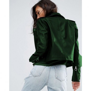 Moncler Highstreet greenFaux Leather Jacket For Women - WM89