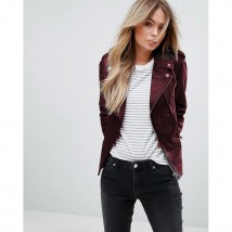 Moncler Highstreet Maroon Faux Leather Jacket For Women - MW544