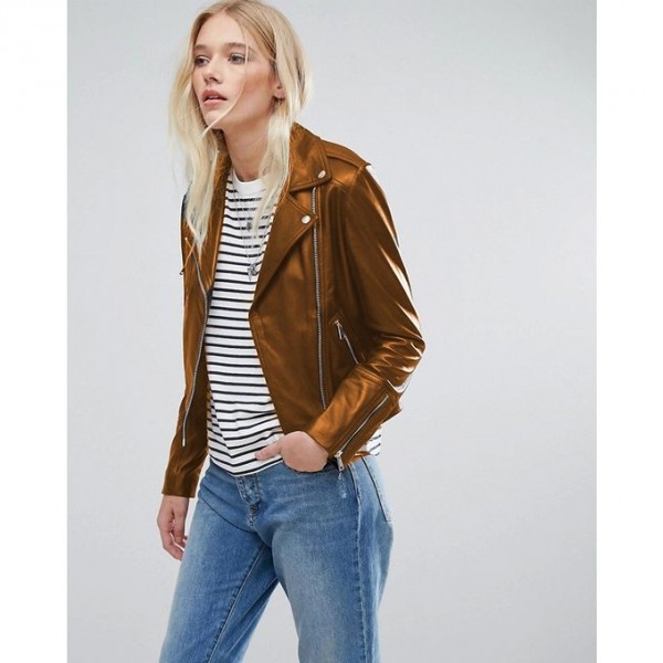 Moncler Highstreet Mustard Faux Leather Jacket For Women - WM83
