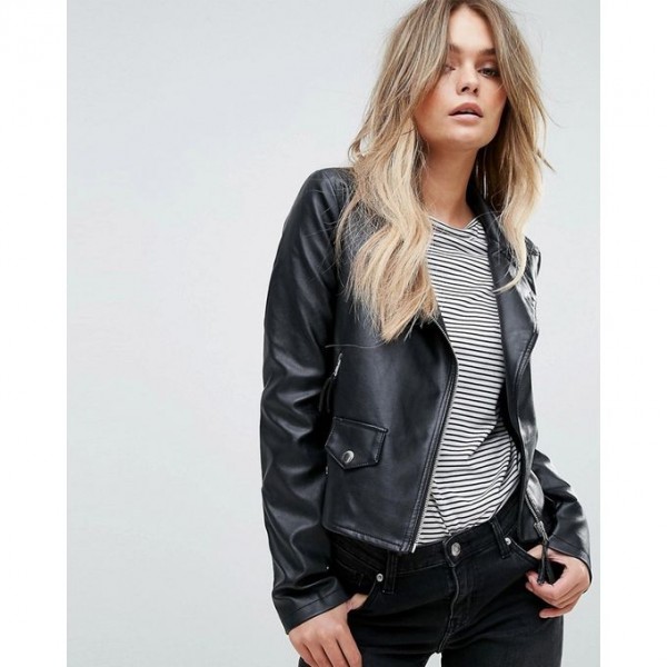 Moncler Highstreet Black Faux Leather Jacket For Women - WB92