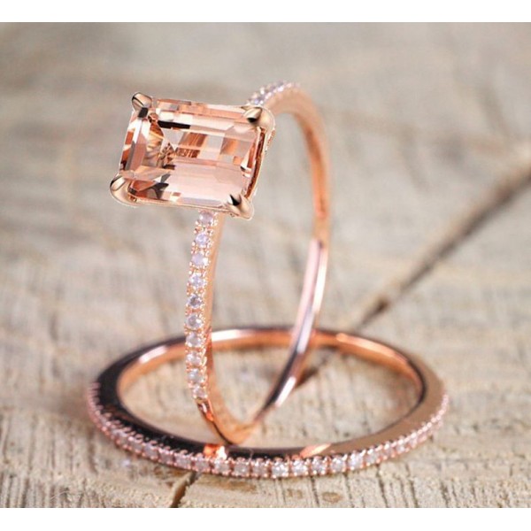 Luxury 18KT Rose Gold Zircon Ring Set