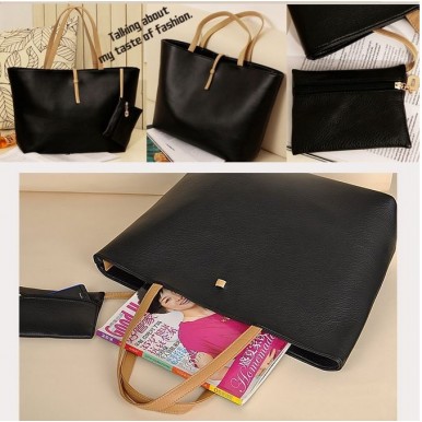 Black PU Leather Bag For Her