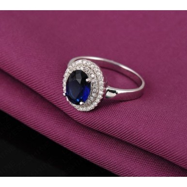 Swiss Cubic Zircon Elegant Blue Ring