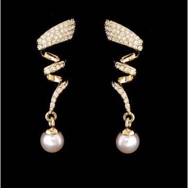 Curly Gold Plated Pearl Jewelry Set For Her