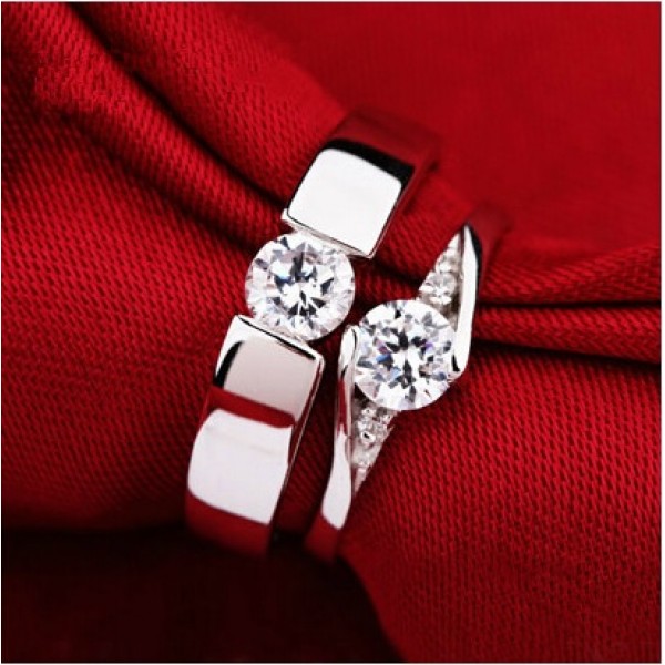 Diamond Couples Ring Silver
