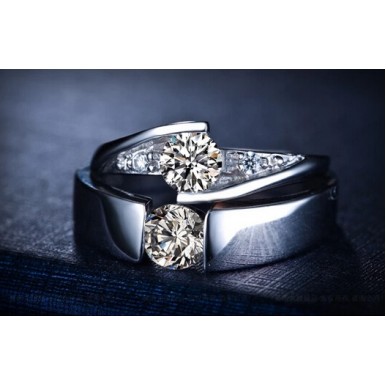 Diamond Couples Ring Silver