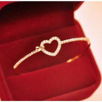 Elegant Gold Love Heart Bangle For Her A1