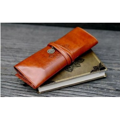 Vintage Leather Make Up Cosmetic Pouch