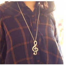 Music Note Long Chain Pendant