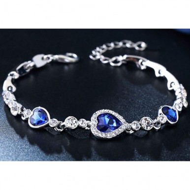 Ocean Blue Crystal Heart Bracelet