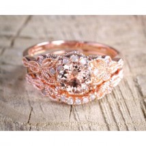 Crystal Zircon Rose Gold Pair Ring